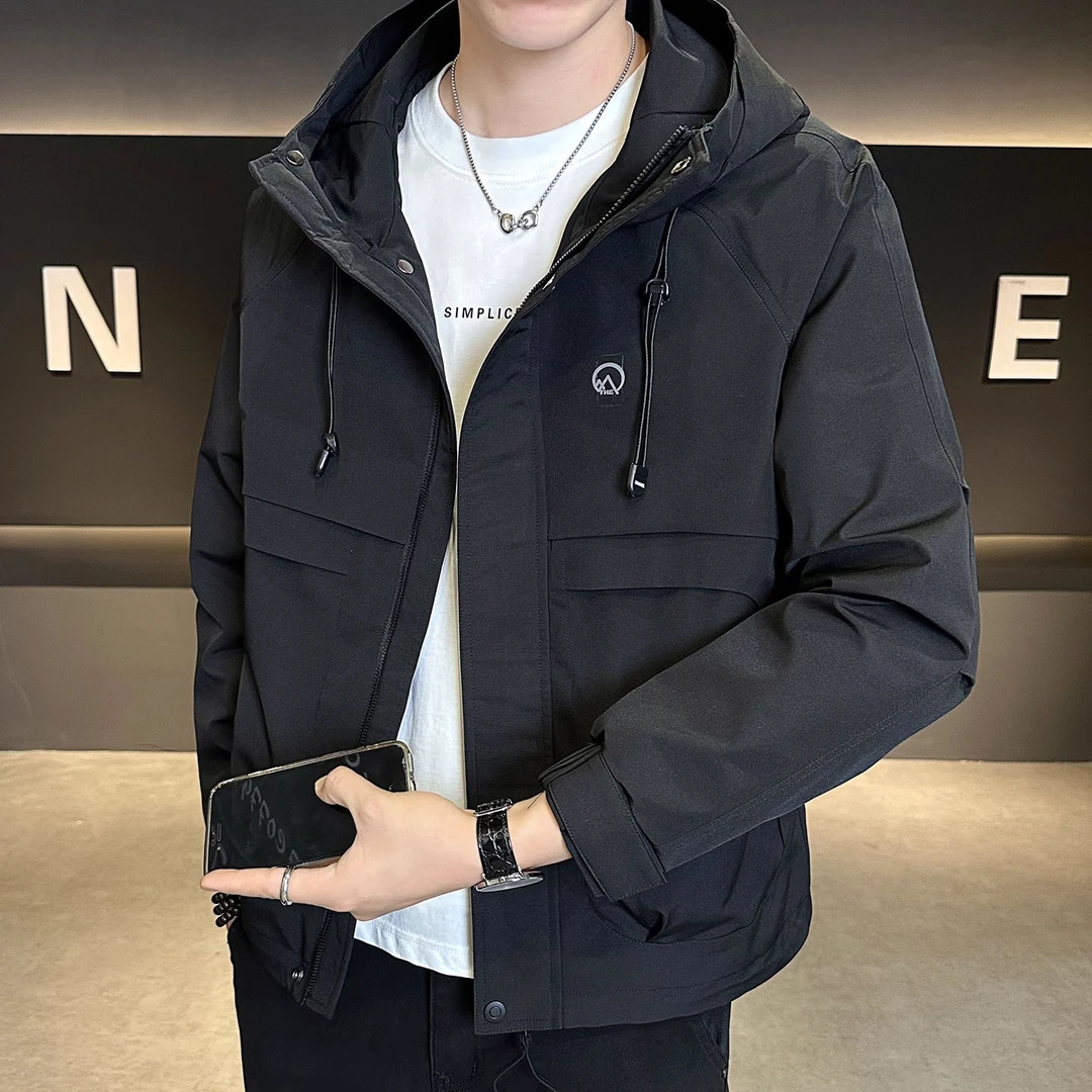 轻奢痞帅男装连帽休闲百搭夹克男款春秋新款美式潮牌宽松时尚外套