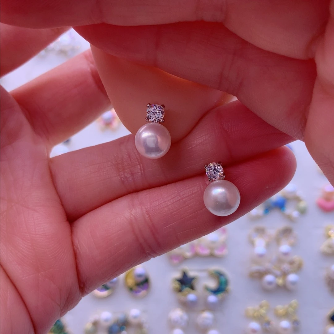 淡水珍珠耳饰合金