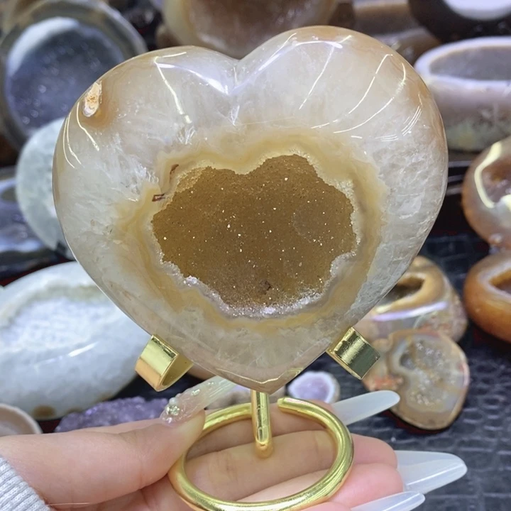 未镶嵌珠宝半成品紫晶黄软啵啵爱心