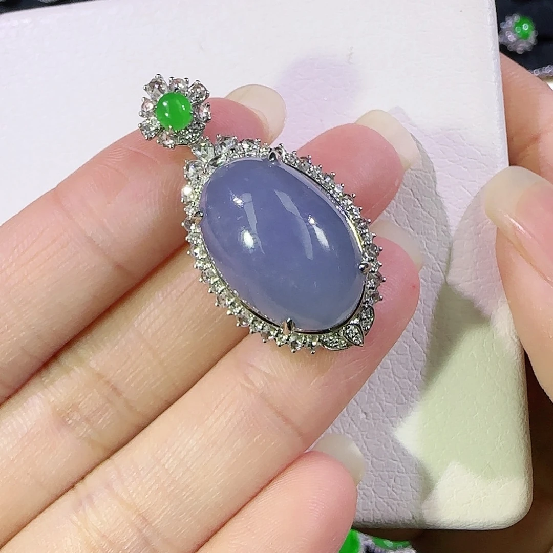 吊坠(不含链)18K金镶嵌翡翠