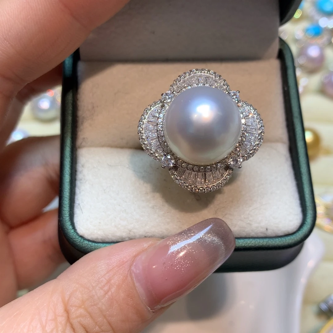 海水珍珠戒指银S925镶嵌
