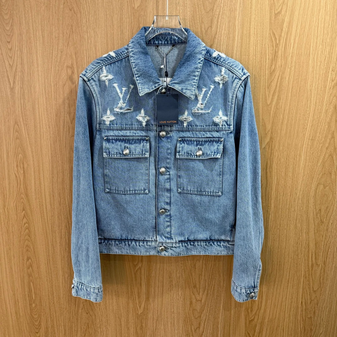 未使用 LouisVuitton/路易威登 SS25破坏Logo牛仔外套48码2592303