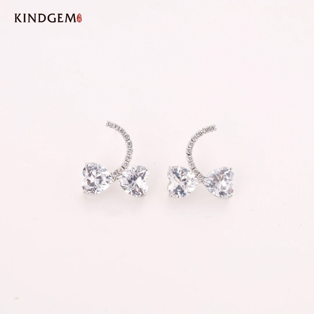 铜合金锆石耳饰 轻奢清雅气质个性爱心百搭耳环 AZ22XXBC-25676