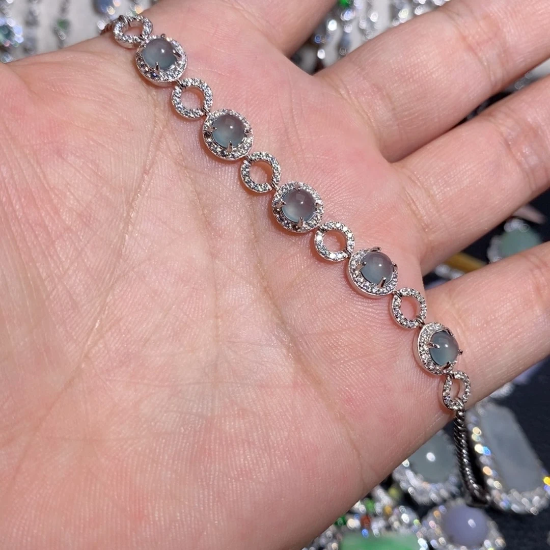 银S925镶嵌手链翡翠n j k o