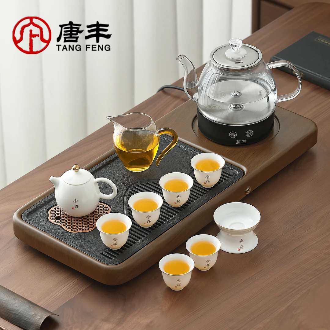 唐丰白瓷茶具套装泡茶专用2025新款家用烧水壶一体茶台茶壶一整套