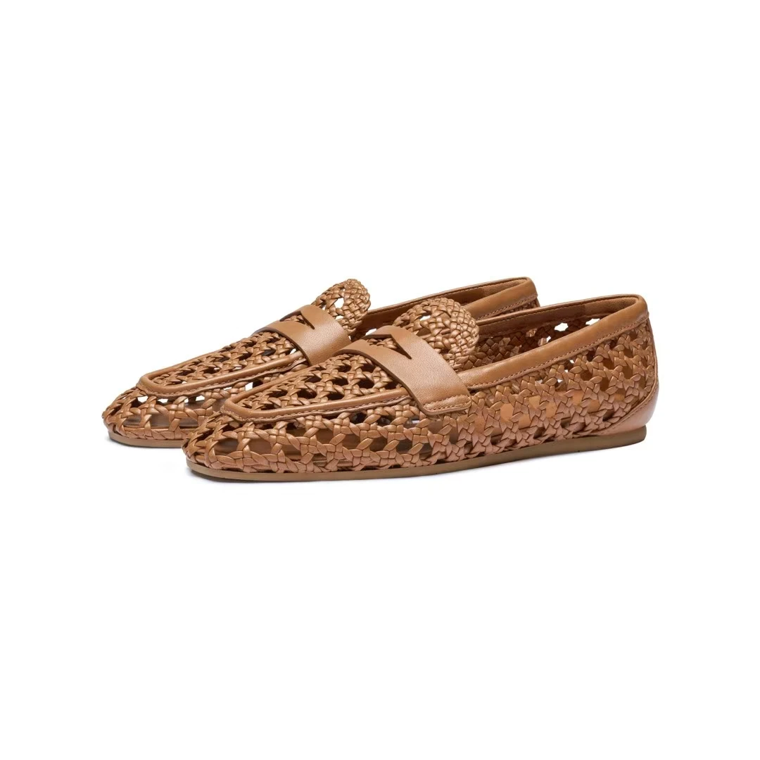 【青岛海信】THEA LOAFER榛果棕/米色编织皮乐福鞋