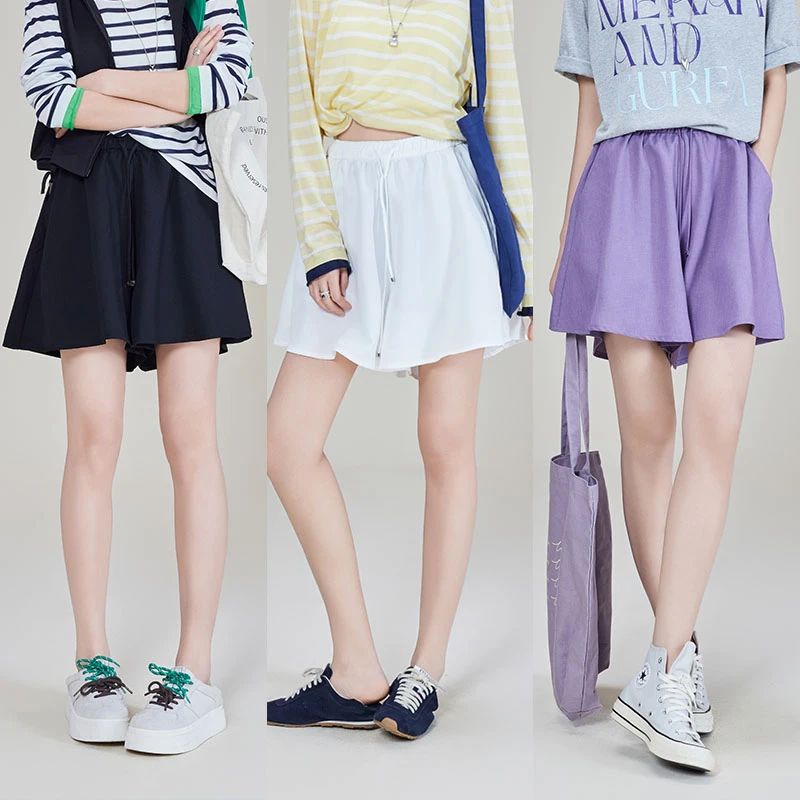 A美洋MEIYANG芭蕾舞短裤优雅元气松紧腰高腰百搭欧若风A字休闲裤