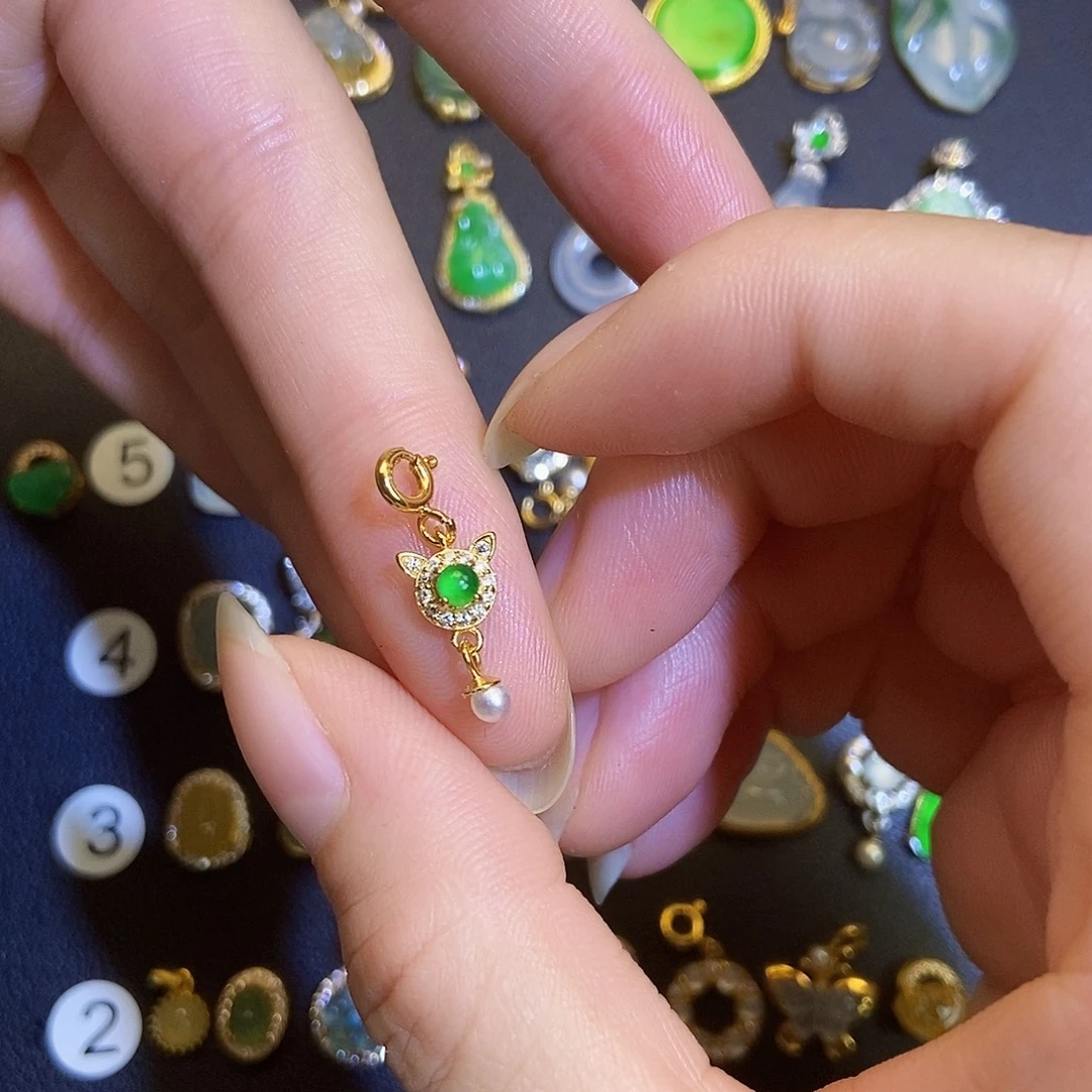 翡翠银S925镶嵌吊坠(不含链)