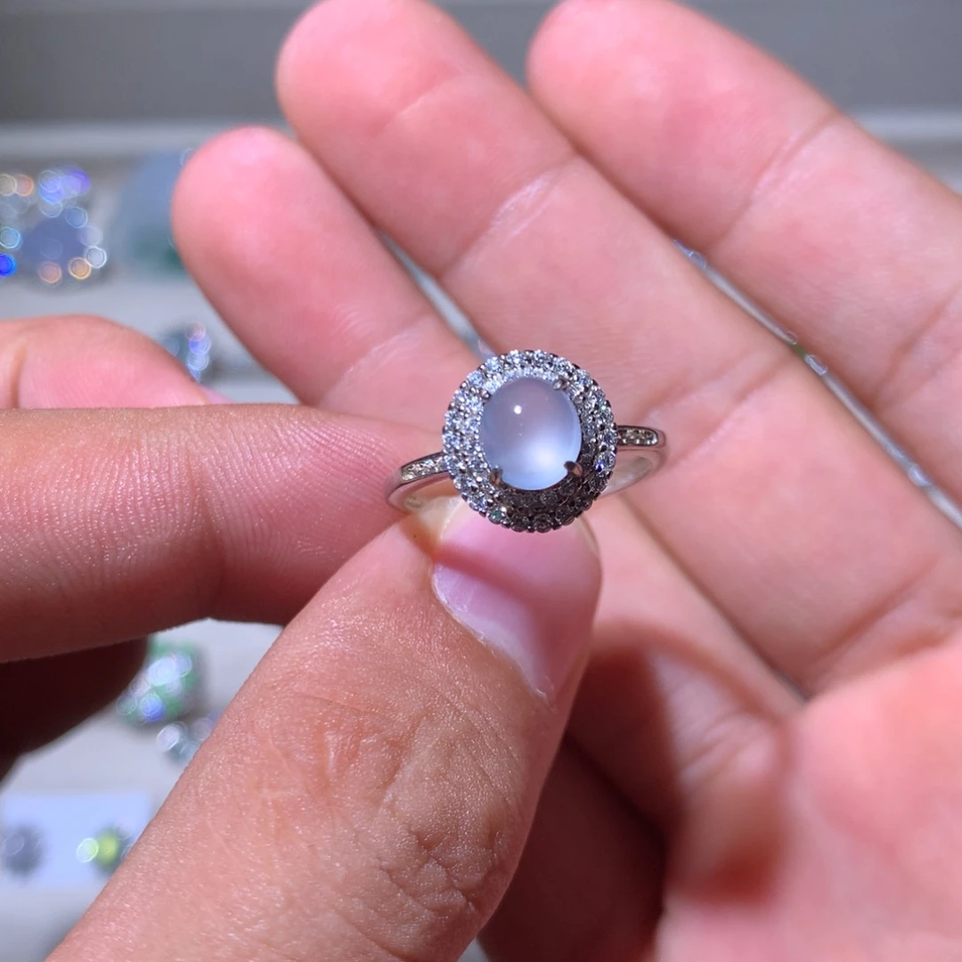 翡翠银S925镶嵌耳饰90