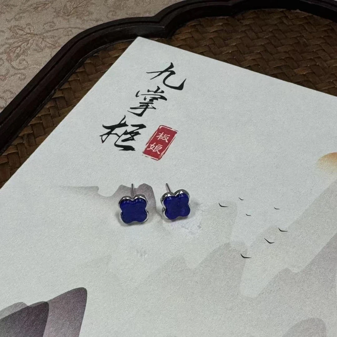 【板娘甄选】天然青金石耳钉—S925银镶嵌多样性发其一