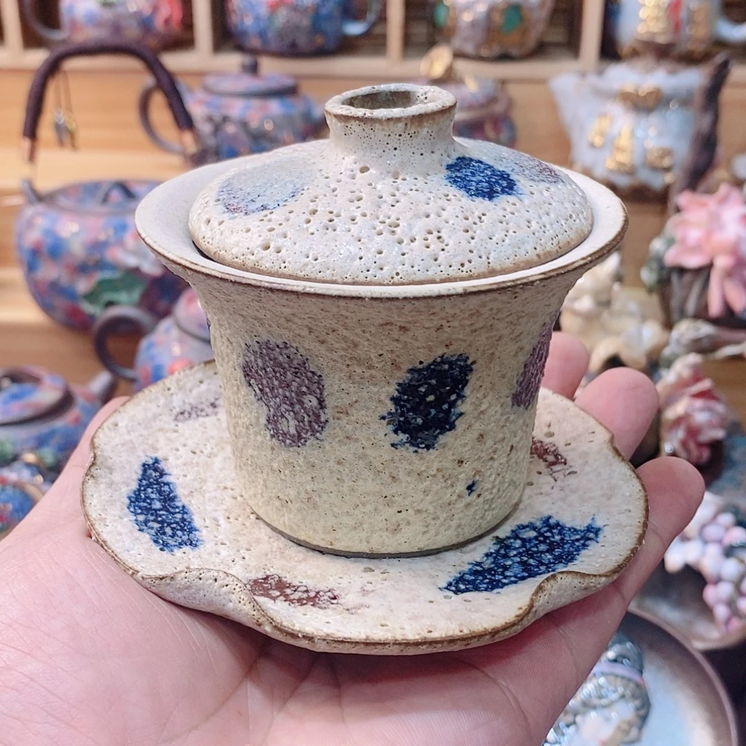 粗陶志野柴烧茶七