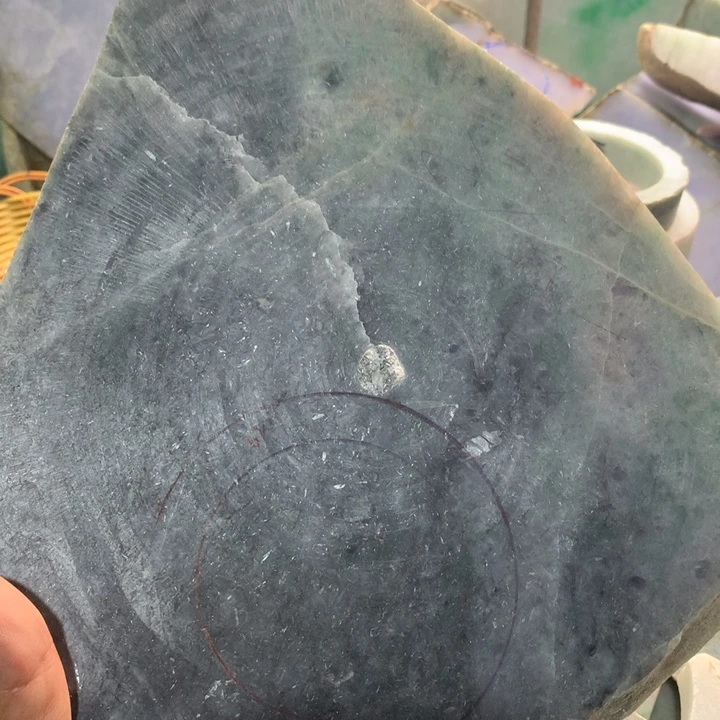 翡翠裸石天然翡翠冰乌鸡手镯料7号