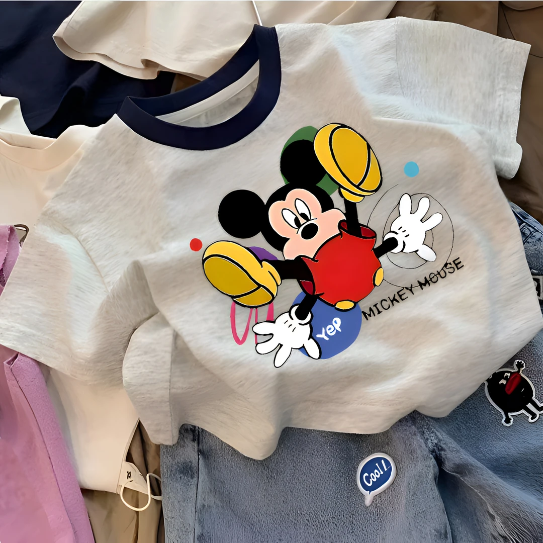 新款日韩t恤衫男童卡通米奇百搭衣服夏季宝宝洋气上衣休闲短袖t