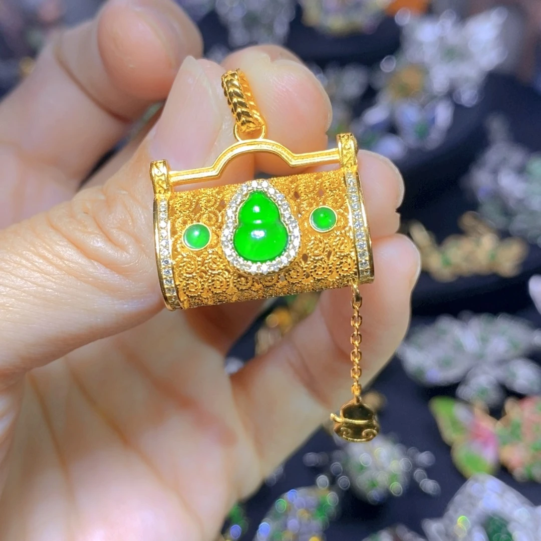 翡翠银S925镶嵌吊坠(不含链)天然翡翠