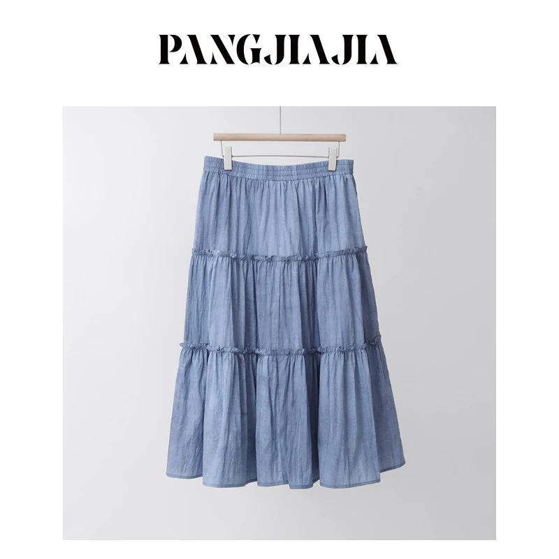 【胖佳佳】海岸线 长款半身裙夏季显瘦松紧腰蛋糕裙H625Z04789