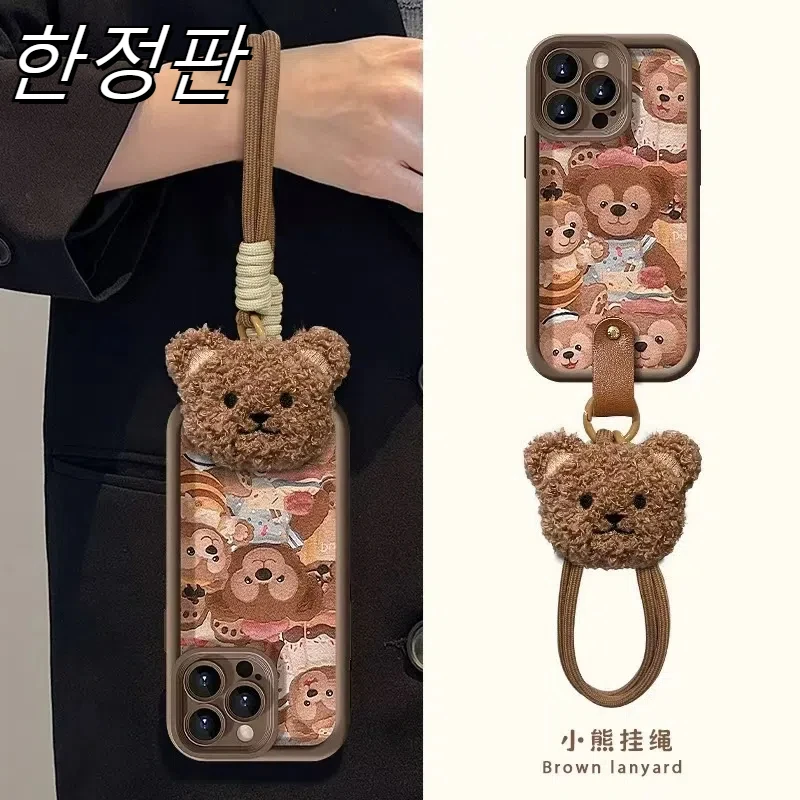 신상품潮牌新品达菲小熊天眼浮雕手机壳+手绳防摔防丢可爱手机壳