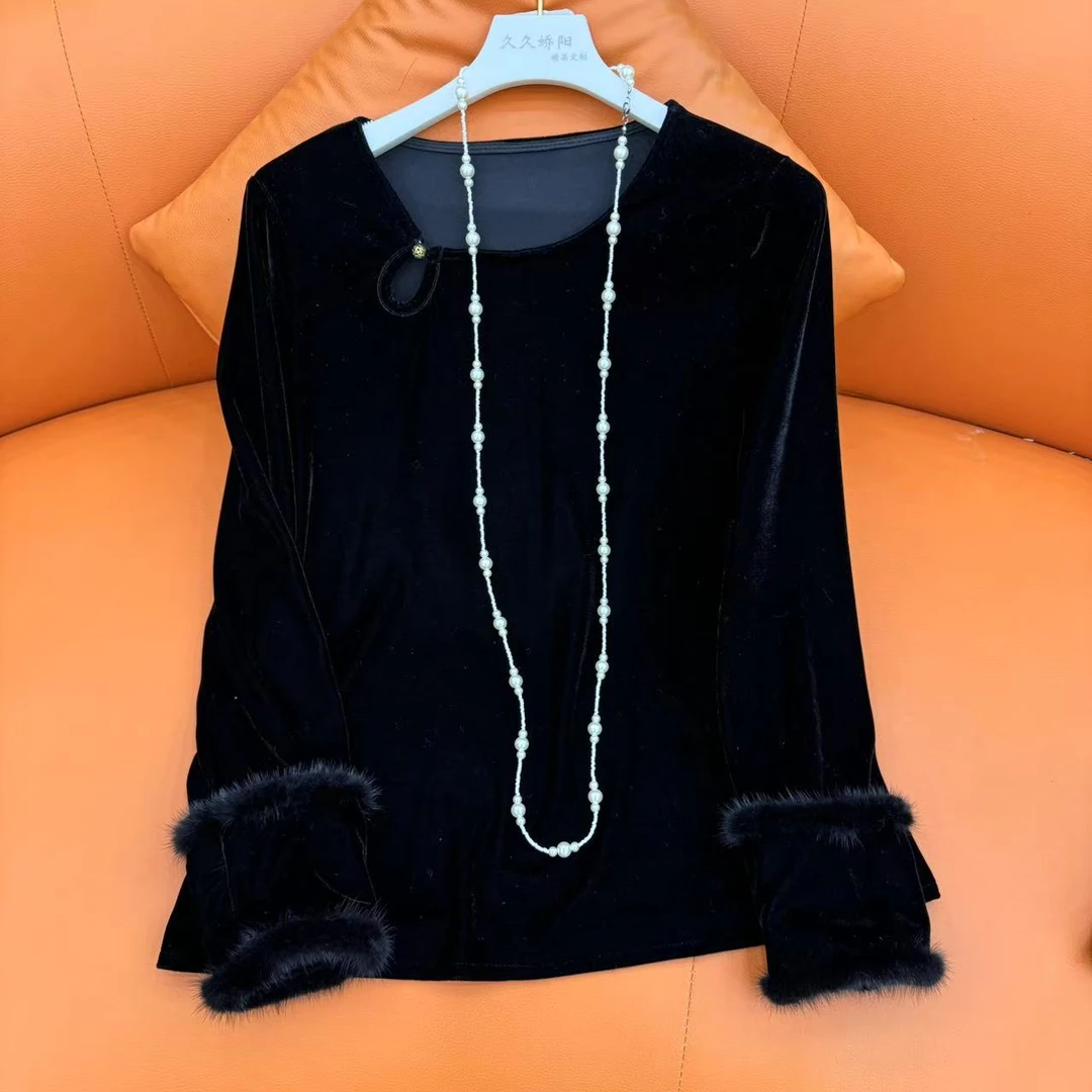 仟亿娘娘【黑色双貂毛打底】新中式女装