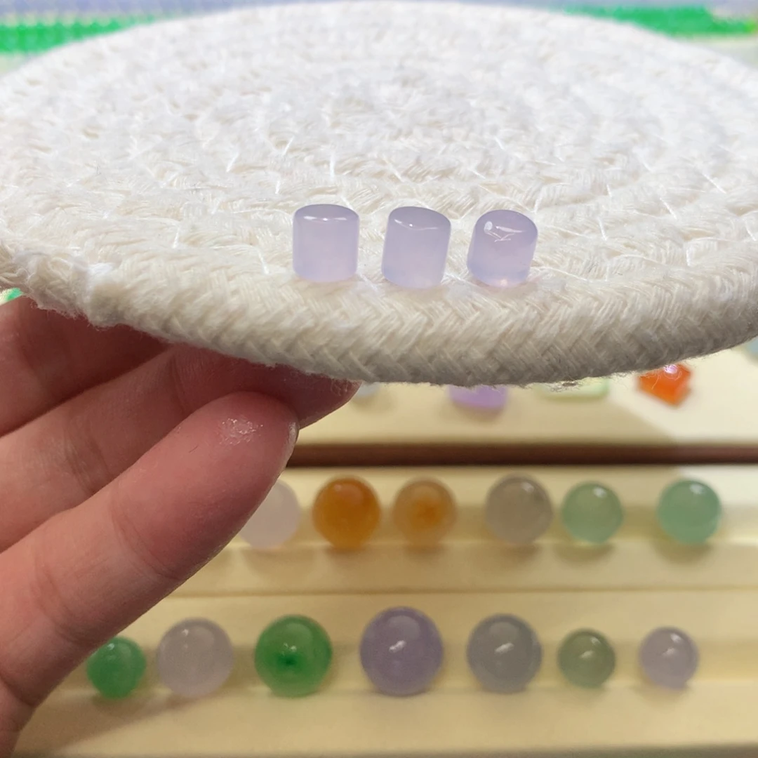 定制翡翠未镶嵌冰紫桶珠