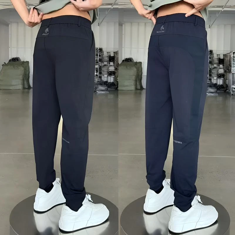 裤子男款夏季薄款男士休闲裤时尚百搭冰丝卫裤男弹力修身运动裤男