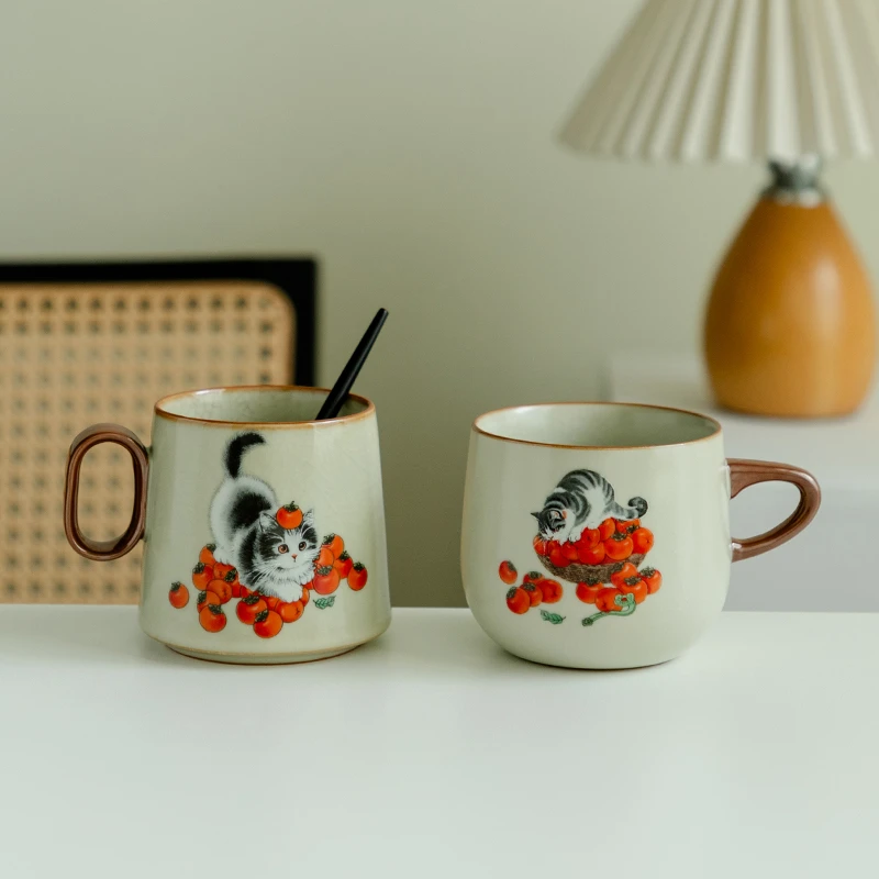 赞朴新款马克杯陶瓷茶杯汝窑圆妙马克杯女士家用办公杯泡茶喝水杯