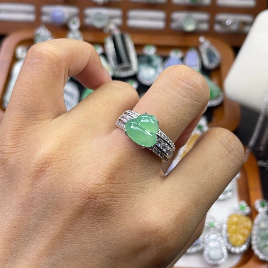 银S925镶嵌戒指翡翠戒指