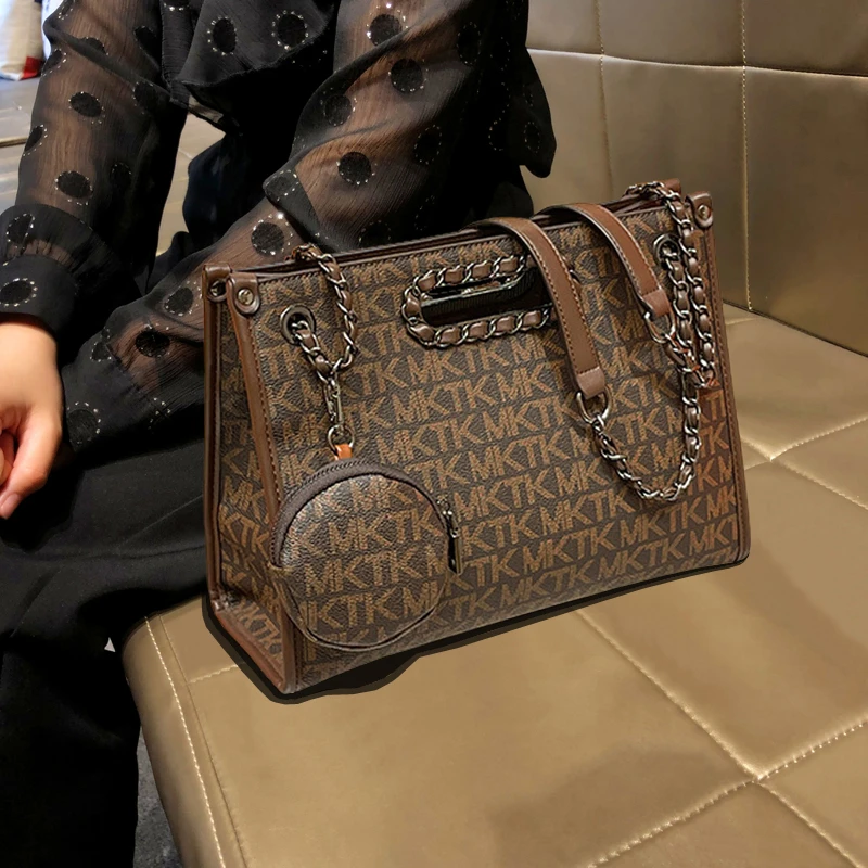 MKTK女士包包2025新款潮高级感时尚链条托特包大容量单肩包斜挎包