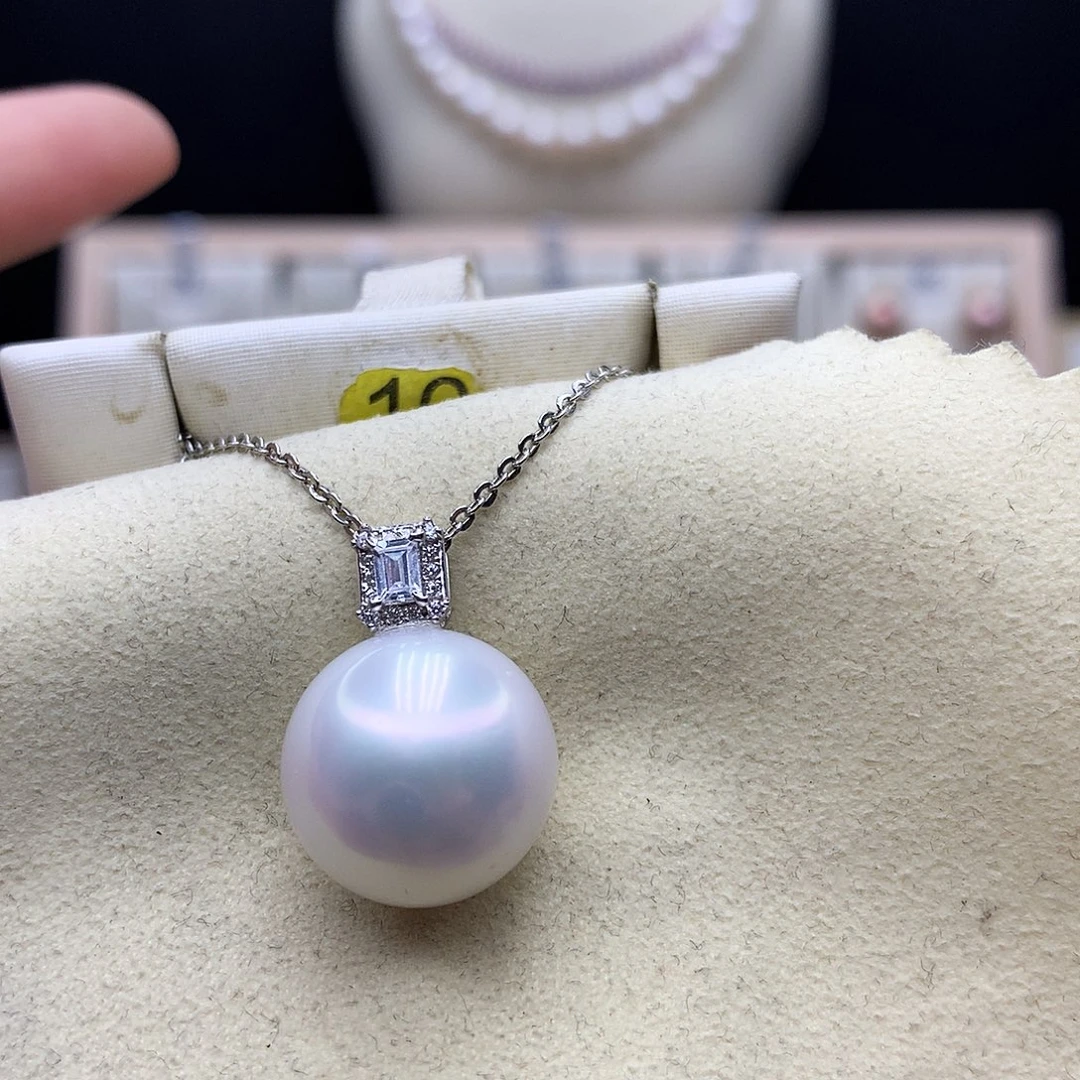 茶***发颈饰银S925镶嵌淡水珍珠