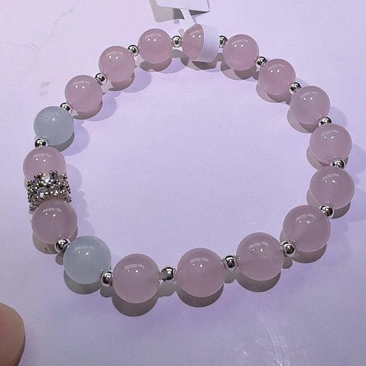 石英质玉未镶嵌手链天然粉晶手链8mm