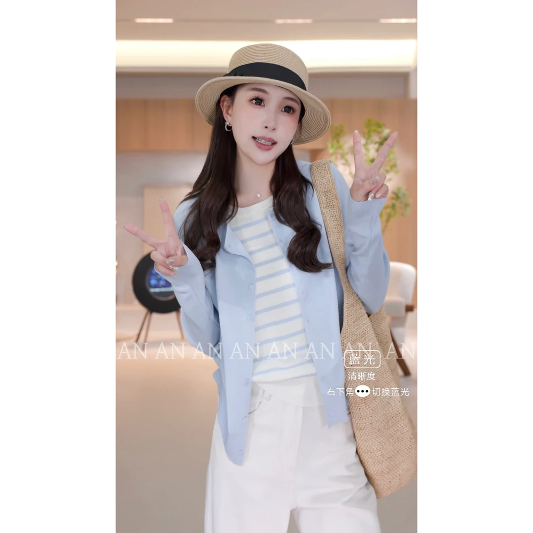 C02063新款气质时尚休闲条纹撞色假两件针织上衣