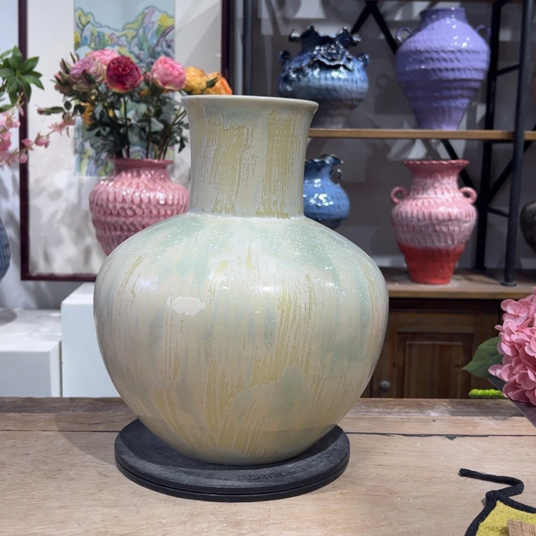 摆件陶瓷花瓶高30口9