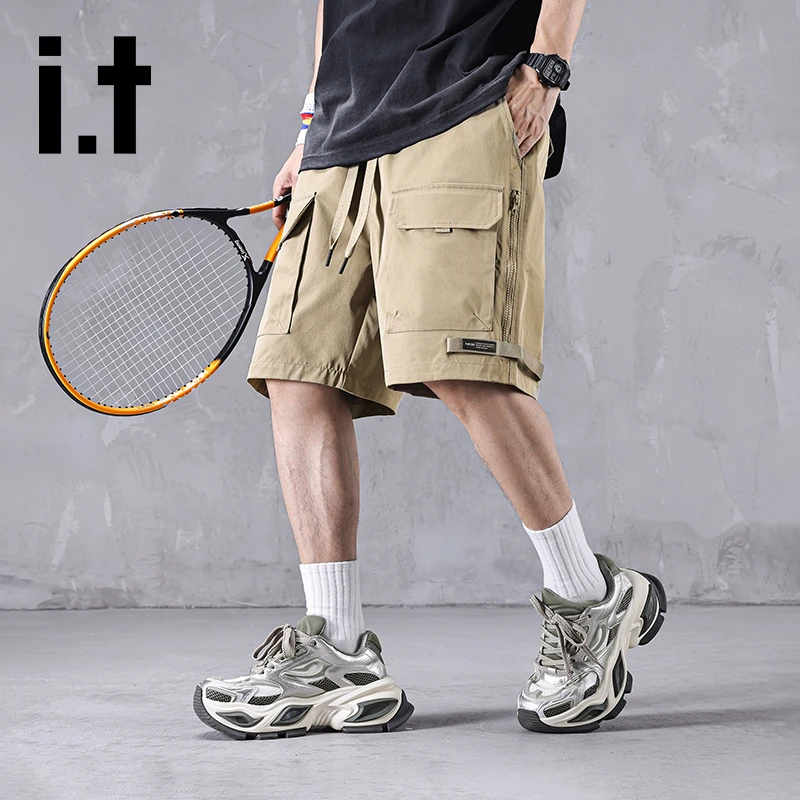 it izzue夏季薄款潮流工装短裤男士宽松透气百搭美式休闲五分中裤
