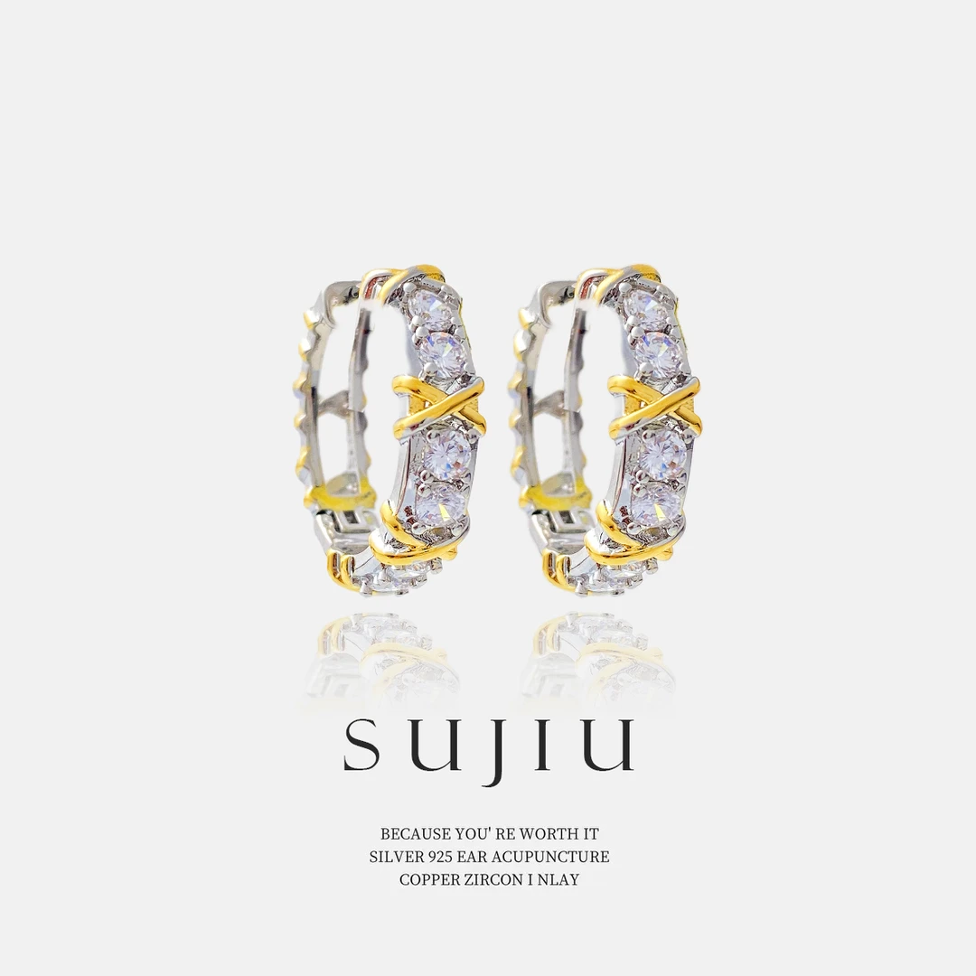 铜合金耳饰 SUJIU 925银针【清梦】气质轻奢时尚耳钉耳环耳坠7144