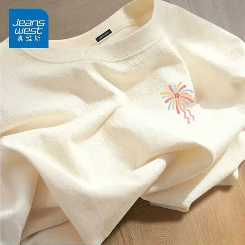真维斯纯棉短袖t恤女2025夏季新爆款设计感小众上衣多巴胺体恤潮