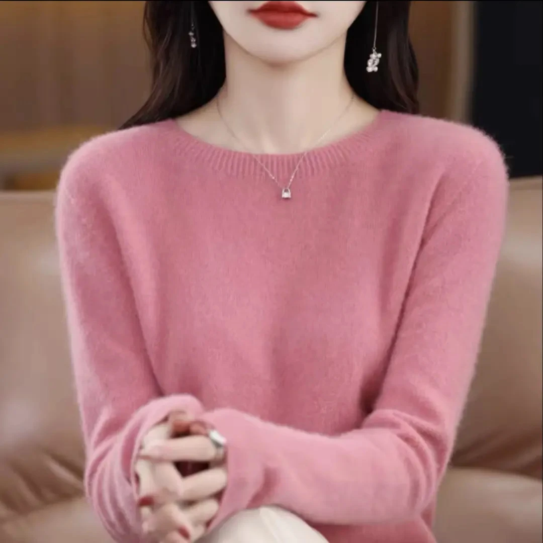 圆领纯色百搭气质显瘦减龄毛衫