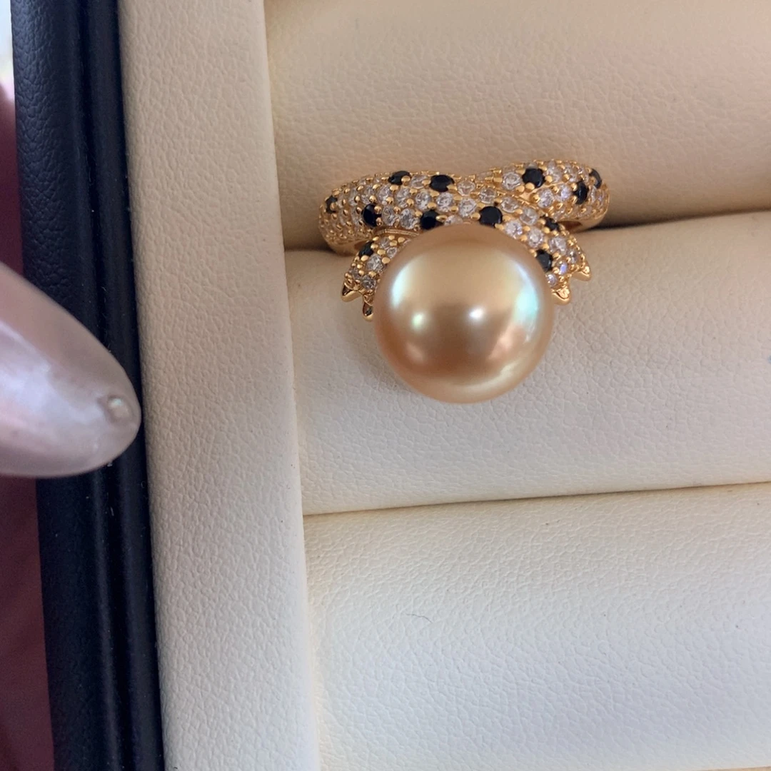 戒指银S925镶嵌海水珍珠