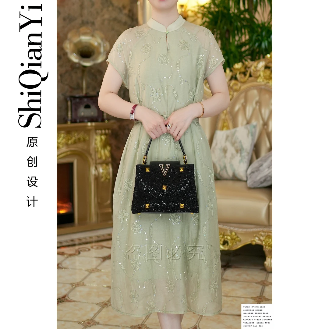 【诗千逸定制-夏荷】气质时尚百搭收腰显瘦女士连衣裙A1560