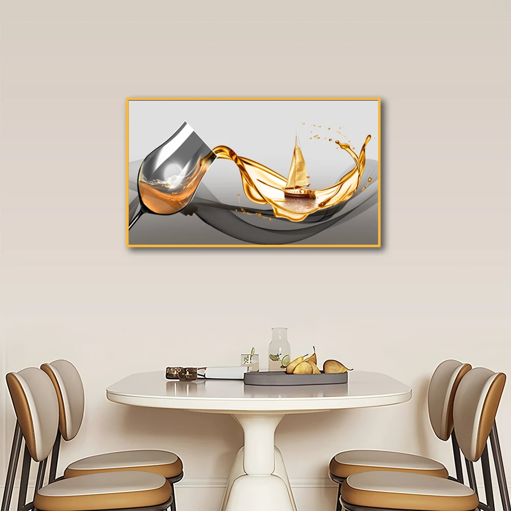 轻奢餐厅装饰画现代简约大气餐桌背景墙挂画高档饭厅客厅进门壁画