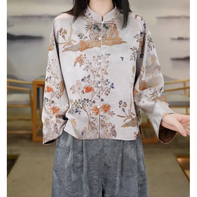 （莉莉原创）2025春夏新款宽松复古中式香云纱桑蚕丝上衣BC21103