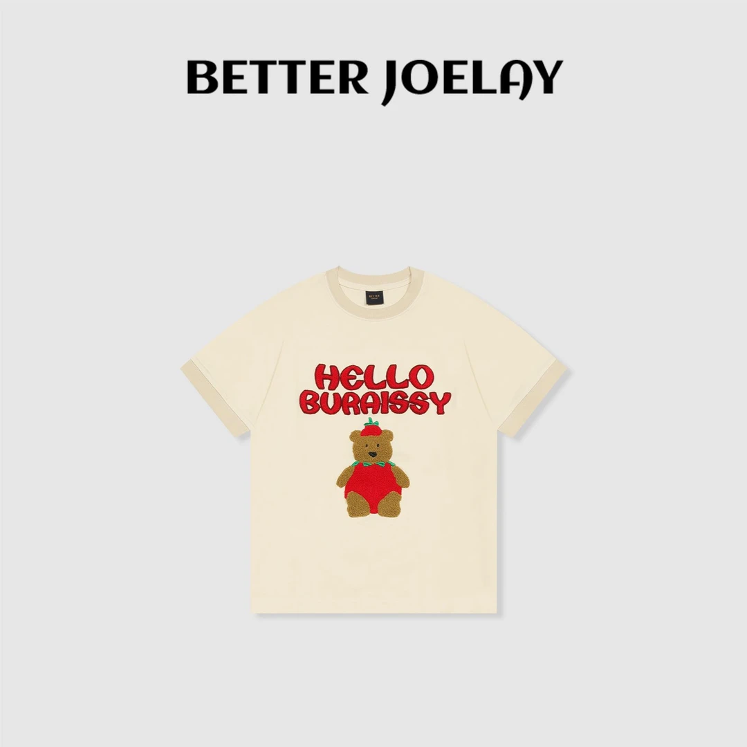 BETTER JOELAY -小版【小熊跳跳】百搭时尚宽松短袖T恤休闲风KH1916