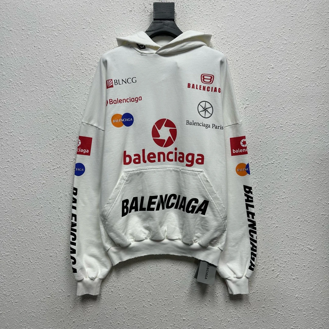 全新未使用 Balenciaga/巴黎世家 赛车字母logo卫衣 1码  DY11769