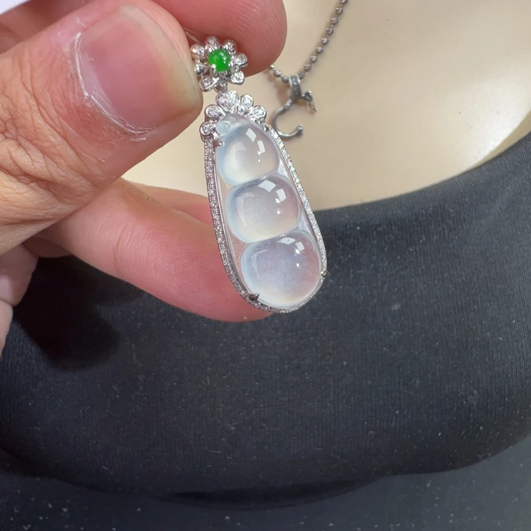 婉***糖翡翠18K金镶嵌吊坠(不含链)