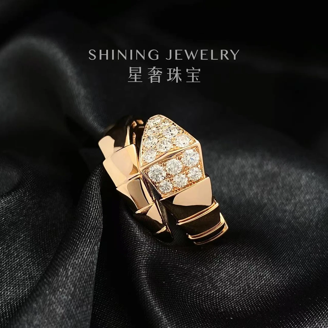 【星奢珠宝】18k金钻石蛇戒指天然真钻（少量库存）