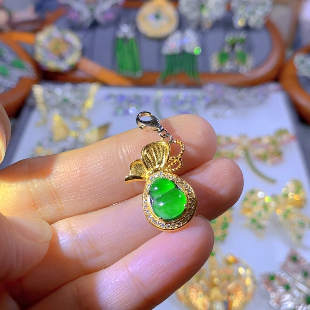 颈饰银S925镶嵌翡翠