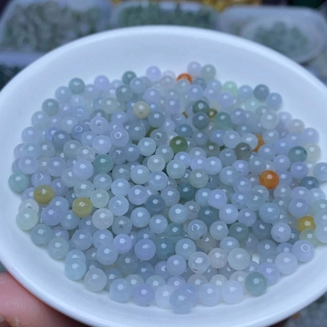 翡翠未镶嵌手链卡4.9冰珠50个