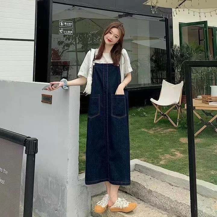 牛仔背带裙春夏韩版复古宽松洋气减龄显瘦新款连衣裙