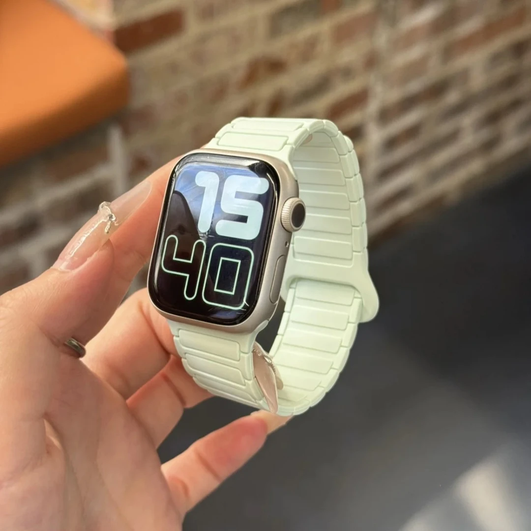 张婧仪同款25年新款s11硅胶运动表带iwatch7-10三株磁吸新款表带