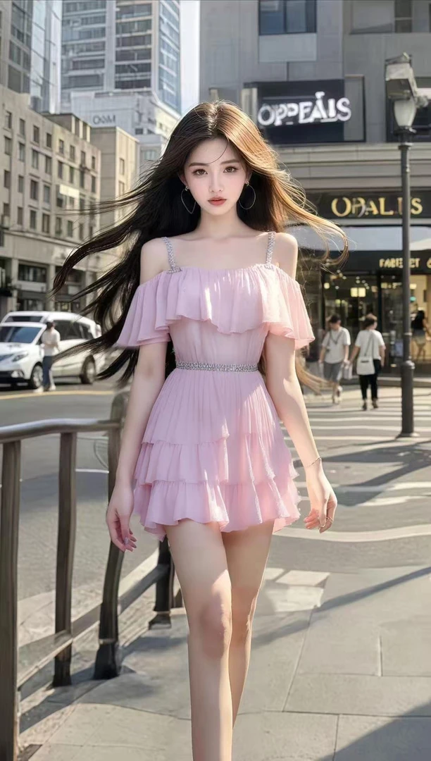 夏季新款温柔甜美风一字肩露肩吊带收腰连衣裙女小众时尚高级气质