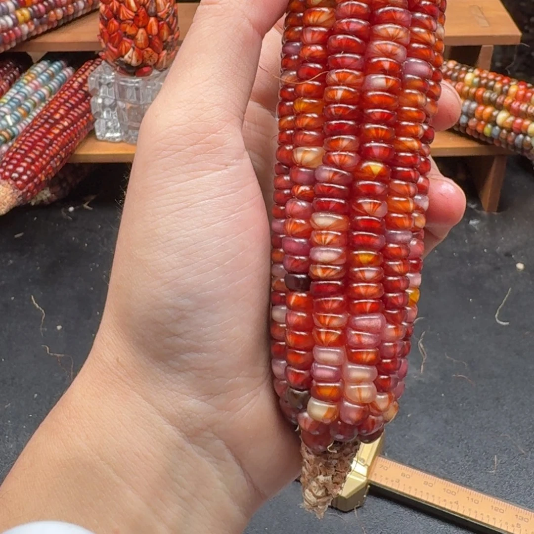 幽***凝银S925七彩宝石文玩玉米