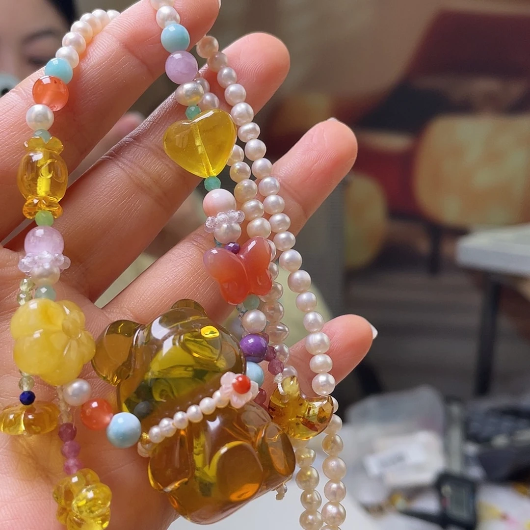 蓝珀未镶嵌裸石蓝珀吊坠