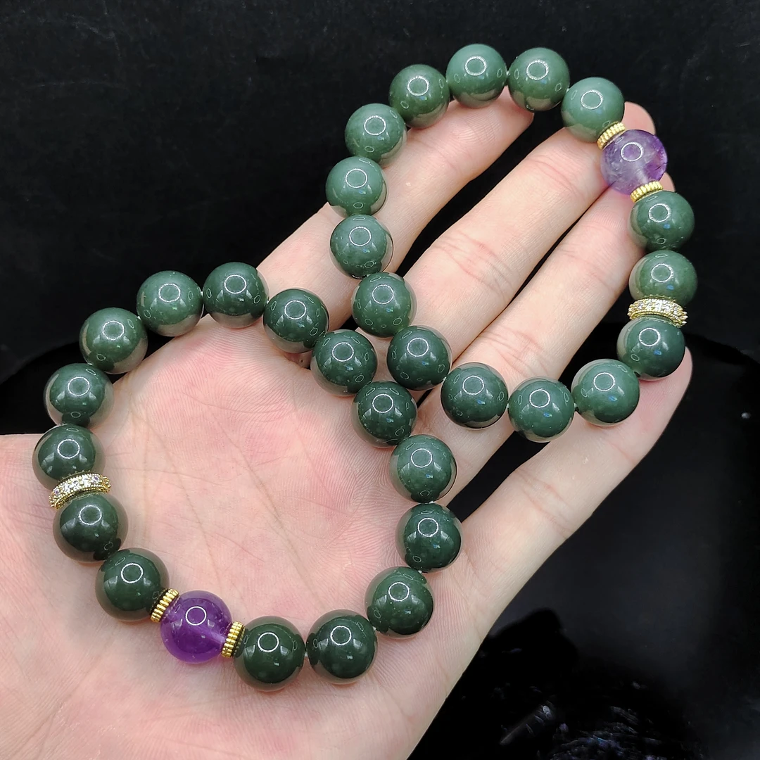 【老三珠宝】和田玉DIY单圈手串C5【多样性发其一】约12mm